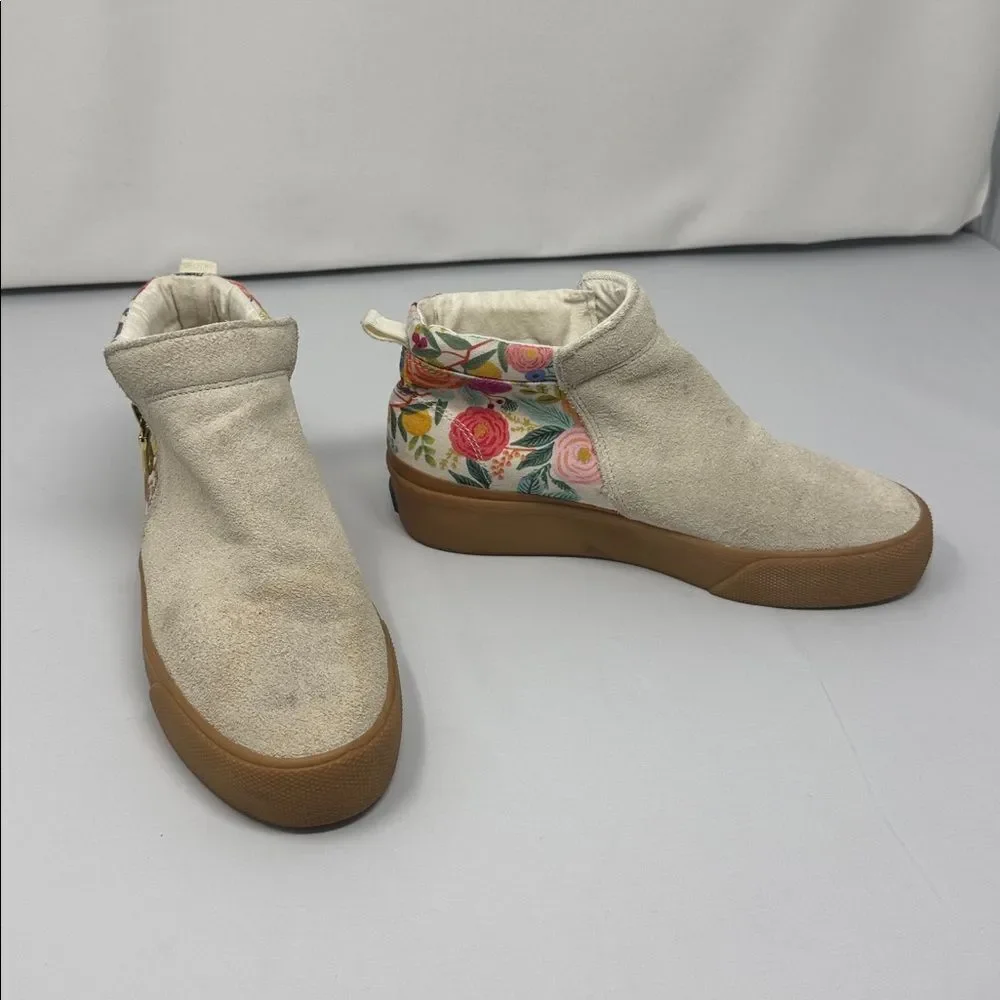 Rifle Paper Co x Keds Cooper Suede Zip Bootie Garden Party SZ 5.5 Tan Floral